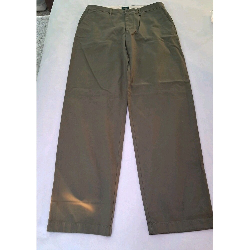 NEW J.Crew 34x36 Classic Chino Pant 100% Cotton Dark Green DYE FLAW HEM BE611